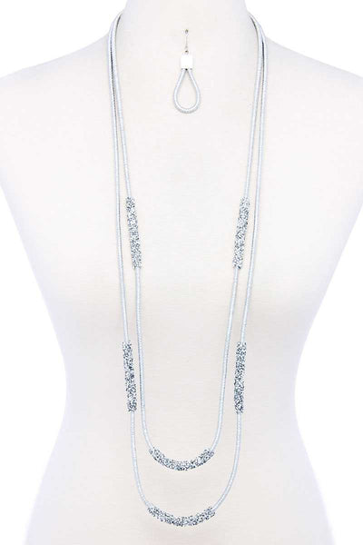 Double Layer Chic Long Necklace And Earring Set